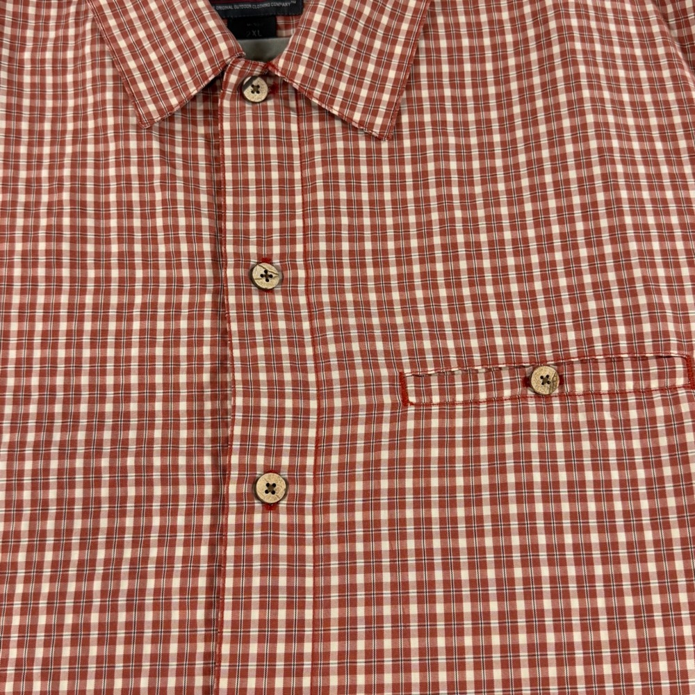 Woolrich Mens‎ 2XL Red Plaid Short Sleeve Button Down Shirt Modal Blend 6104 - Picture 6 of 10